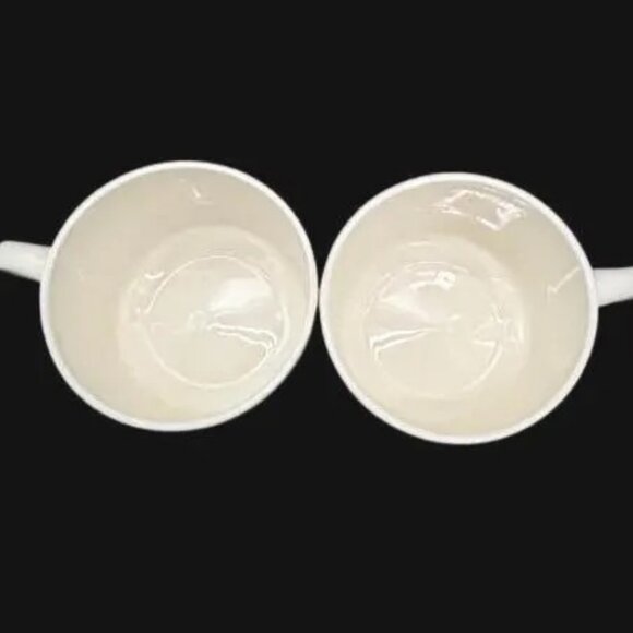 Vintage 1970's USA Pottery Vegetable Soup Mug Bowl Green Set of 2 - Picture 4 of 5